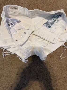 Levi's White Frayed Denim Cutoff Shorts…Button Fly…Waist 27 Size Small